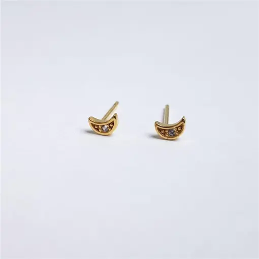 BRINCO 5MM MEIA LUA LISA COM 1 ZIRCÔNIA CRISTAL AO CENTRO | BANH