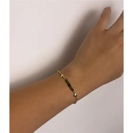 PULSEIRA INFANTIL ELO PORTUGUÊS COM PLACA LISA LATERAL 2 PINGENT