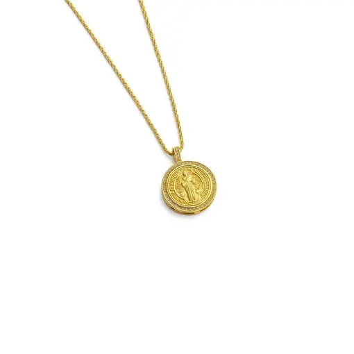 COLAR CORDÃO BAIANO 2MM PG MEDALHA SÃO BENTO REDOR CRAVEJADO COM