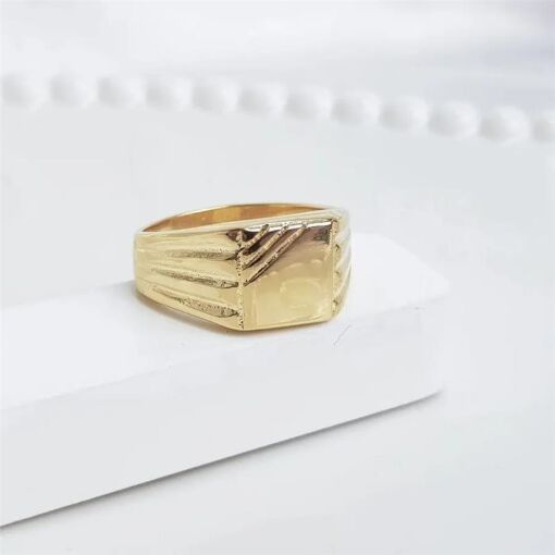 ANEL MASCULINO ARO COM DETALHES LISOS | BANHADO EM OURO 18K