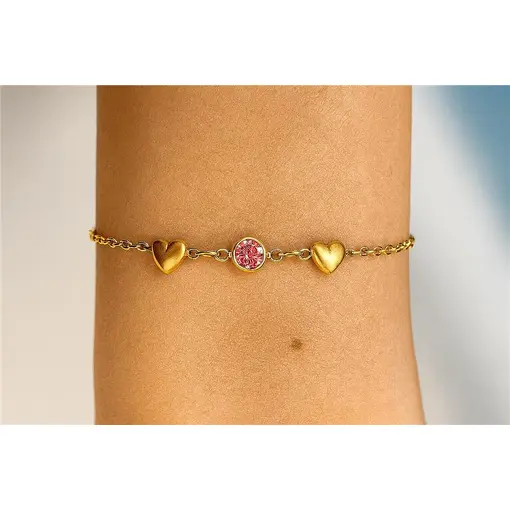 PULSEIRA INFANTIL ELO GRUMET CENTRO PG CRISTAL ROSA LATERAL PG C