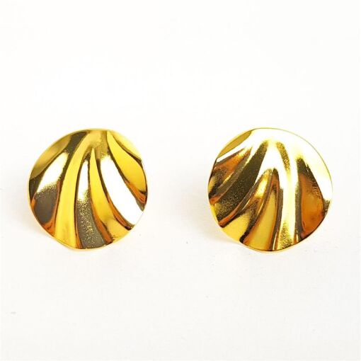 BRINCO CHAPA ONDULADA LISA |  1,7CM|BANHADO EM OURO 18K
