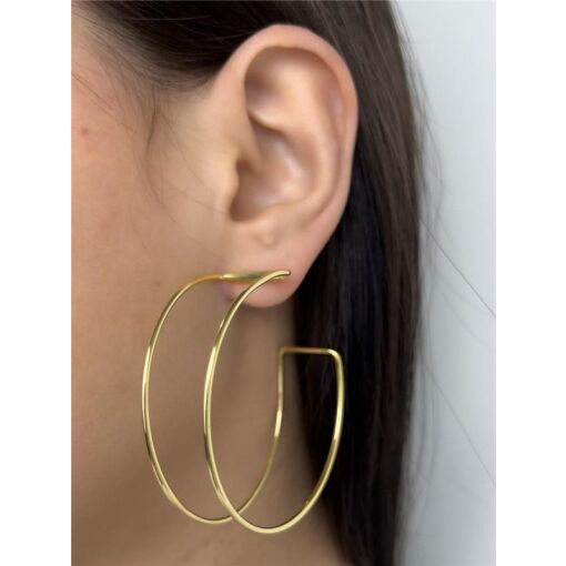 MEIA ARGOLA DUPLA ARO LISO REDONDA | BANHADO EM OURO 18K
