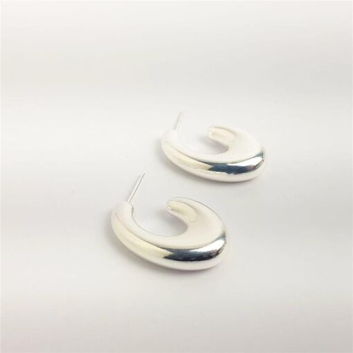 MEIA ARGOLA EM `C` ARREDONDADA | BANHO DE PRATA