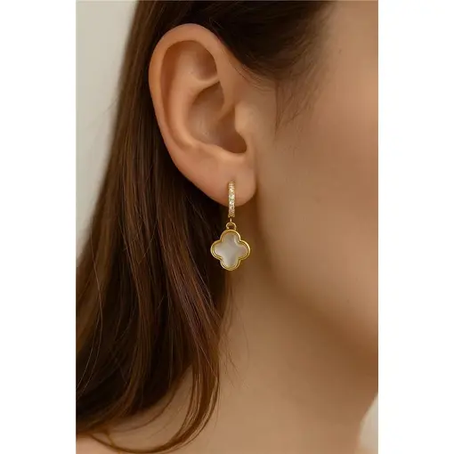 ARGOLA CRAVEJADO PG TREVO ARO LISO CENTRO RESINA | BANHADO EM OU