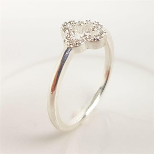 ANEL ARO LISO MEIO EM TREVO CRAVEJADO VAZADO | BANHO DE PRATA