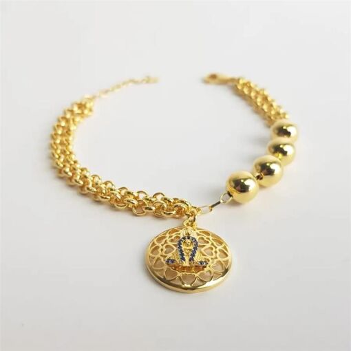 PULSEIRA  ELO PORT DUPLO/4 ESFERA PG VAZ N.SRA| 18CM|BANHADO EM