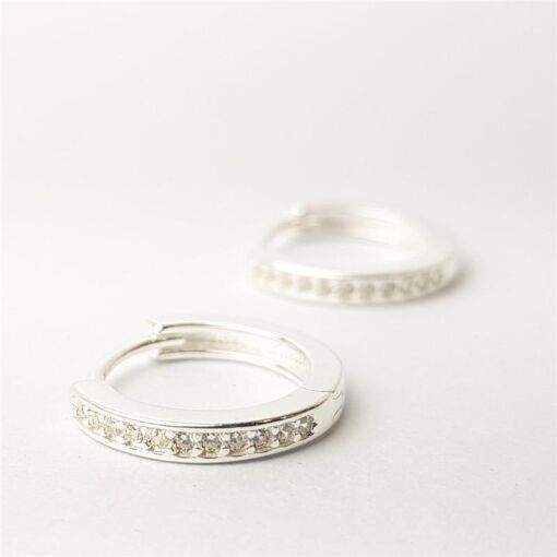 ARGOLA LISA COM FILETE CRAVEJADO |  1,4CM | PRATA 925