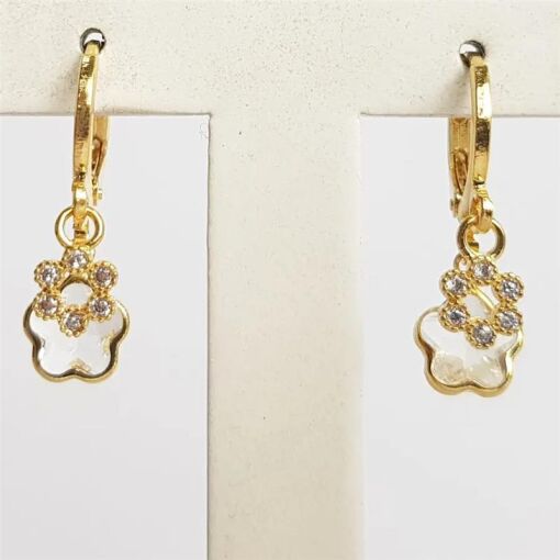 ARGOLA C/PINGENTE 5X7MM FLOR CRAV/EM CRISTAL