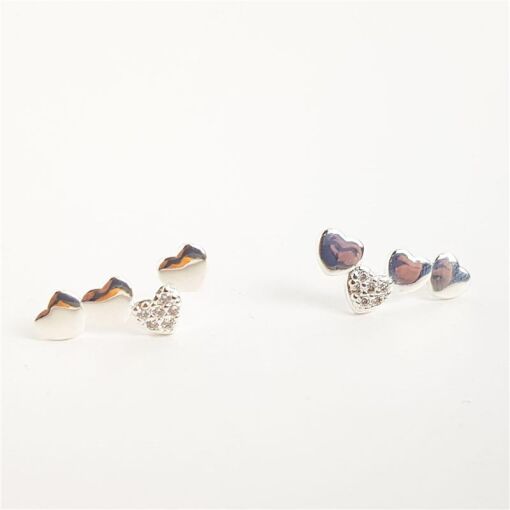BRINCO 3 CORAÇÕES LISOS 1 CRAVEJADO| 1,8CM| BANHO DE PRATA