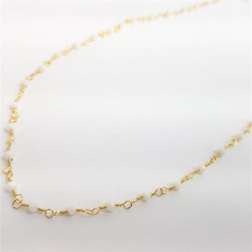 COLAR LONGO  BOLINHAS BRANCAS | BANHADO EM OURO 18K
