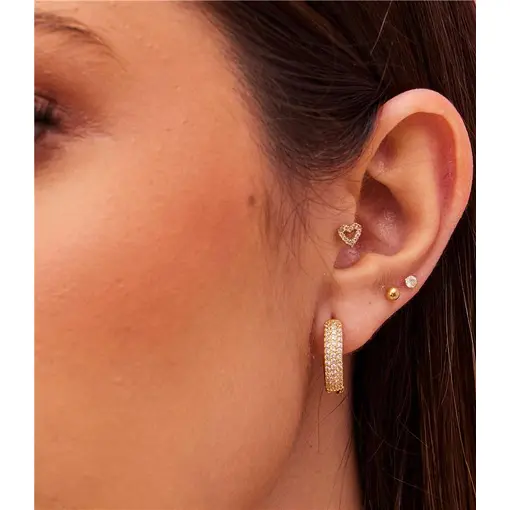 ARGOLA FRENTE 3 FILETES VERSO LISO 4MM | BANHADO EM OURO 18K