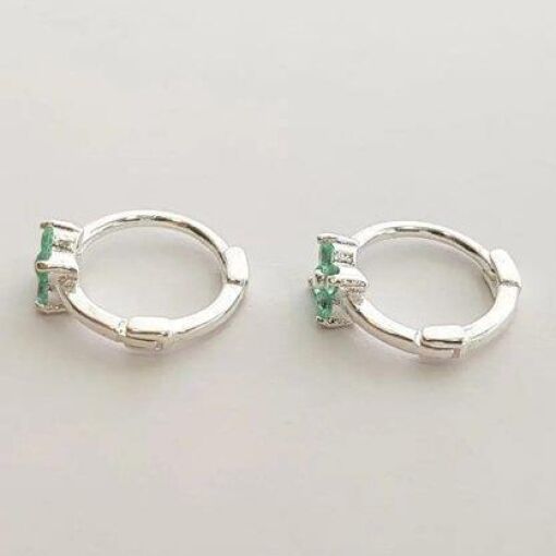 ARGOLA FLOR VERDE|1,2CM|PRATA 925