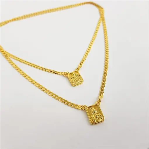 ESCAPULÁRIO ELO FÍGARO PLAQUINHA SAGRADO CORAÇÃO D JESUS / NOSSA