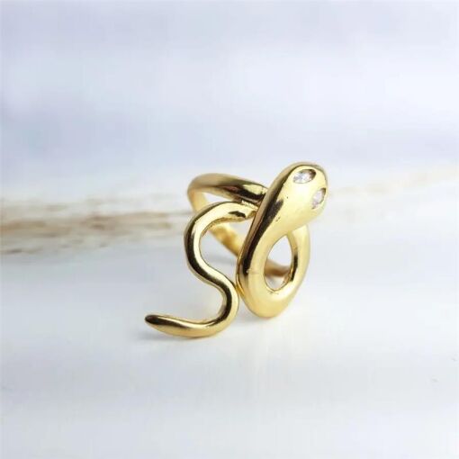 ANEL COBRA OLHO EM ZIRCONIA LISA SIMPLES | BANHADO EM OURO 18K