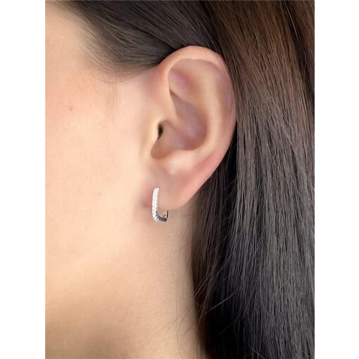 ARGOLA RETANGULAR LISA COM FILETE CRAVEJADO | 1,2CM| PRATA 925