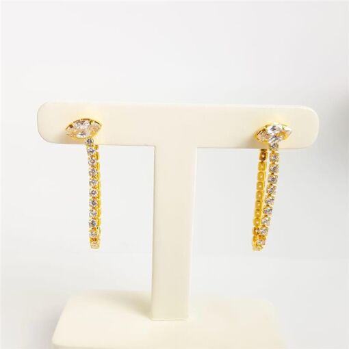 BRINCO GOTA CRISTAL PENDENTE EM ZIRCÔNIA CRISTAIS | BANHADO EM O