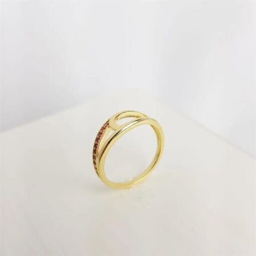 ANEL ELO REDONDO VAZADO E FILEIRA CRAV ROSA 7MM