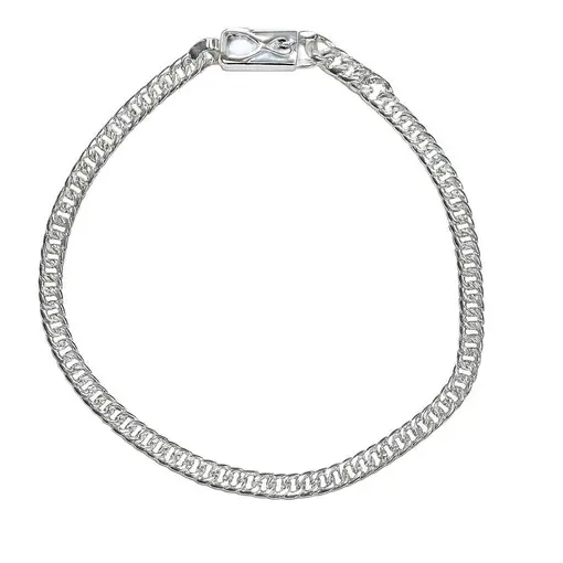 PULSEIRA ELO GRUMET DUPLO 4MM FECHO ENCAIXE | BANHO DE PRATA