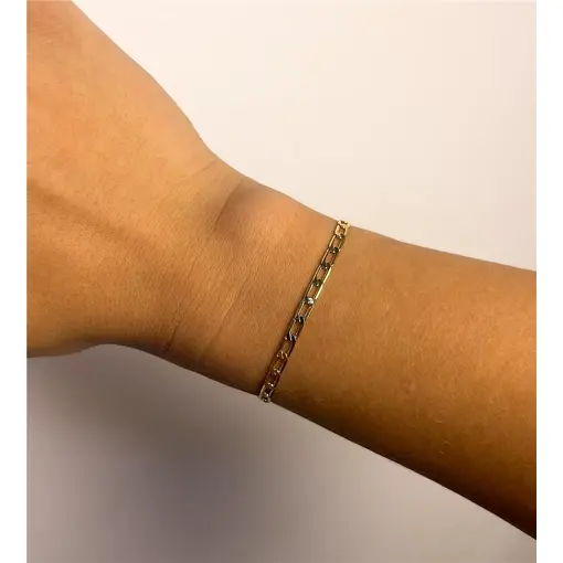 PULSEIRA ELO FÍGARO 3MM | BANHADO EM OURO 18K