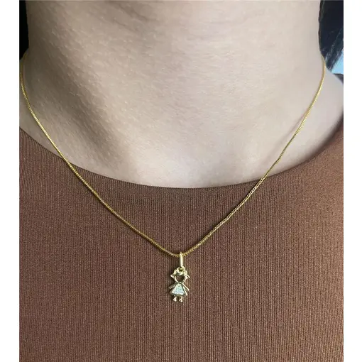 COLAR VENEZIANA PG FILHO(A) CRAVEJADO AO MEIO | BANHADO EM OURO