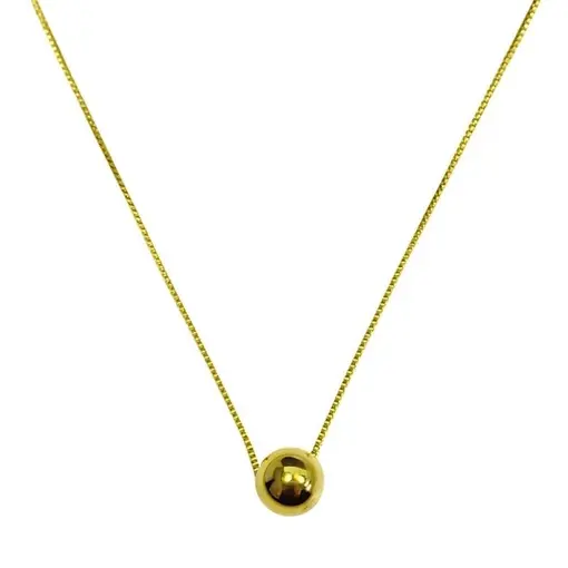 COLAR PINGENTE 9MM MEIA ESFERA LISA | BANHADO EM OURO 18K