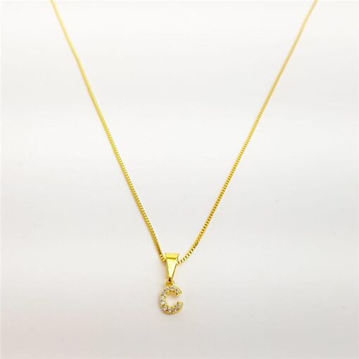 COLAR VENEZIANA LETRA CRAVEJADA 6MM | 45CM | BANHADO EM OURO 18K