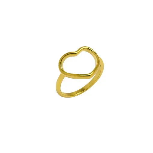 ANEL ARO LISO CENTRO CORAÇÃO VAZADO | BANHADO EM OURO 18K