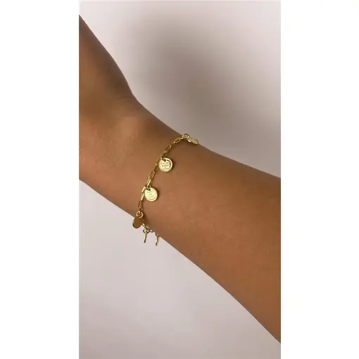 PULSEIRA ELO CARTIER COM PG 10 MANDAMENTOS | BANHADO EM OURO 18K