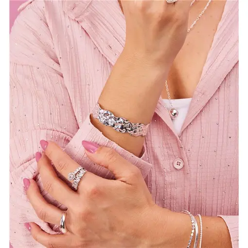 BRACELETE ARO ABERTO CHAPA ONDULADA LISA | 1,5CM |  BANHO DE PRA