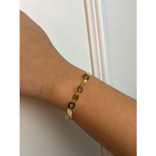 PULSEIRA MEDALHAS INTERCALADAS LISA/ VAZADA | BANHADO EM OURO 18