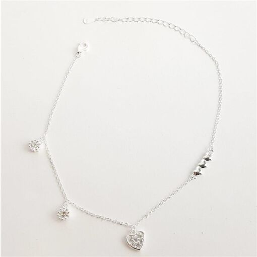 TORNOZELEIRA  MINI ELO BAILARINA 2 PONTOS  LUZ/CORAÇÃO CRAVEJADO