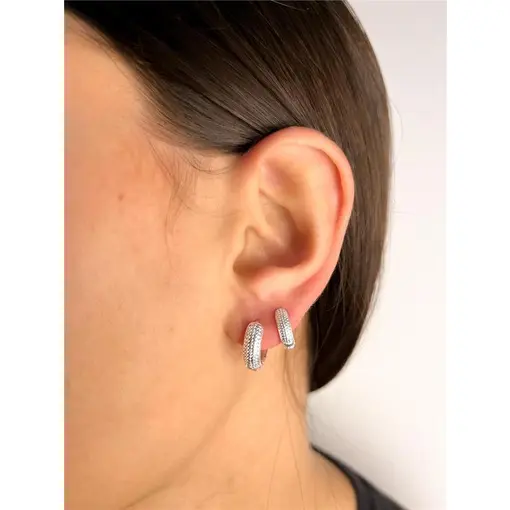 DUPLA X ARGOLA LISA FRENTE TEXTURIZADAN | BANHO DE PRATA