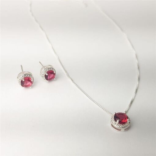 CONJUNTO PEDRA REDONDO 6MM RUBI CRAVEJADO REDOR CAIXA ALTA | BAN