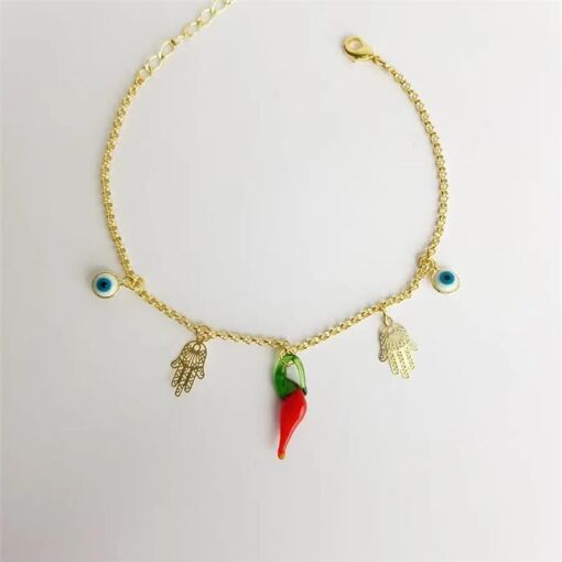 PULSEIRA ELO PORT PATUA PIMENTA/O. GREGO|17+5CM|BANHADO EM OURO
