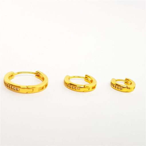 TRIO ARGOLAS LISAS COM FILETE CRAVEJADO |1,9X1,5X1,2CM|BANHADO E