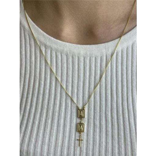 COLAR VENZEZIANA PG PLACA NOSSA SENHORA CARMO/SGD CORAÇÃO/CRUZ |