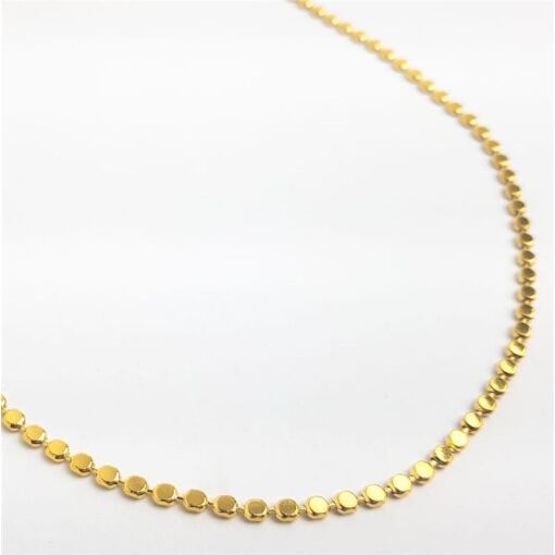COLAR ELO EM ESFERAS ACHATADAS | 40+10CM | BANHADO EM OURO 18K