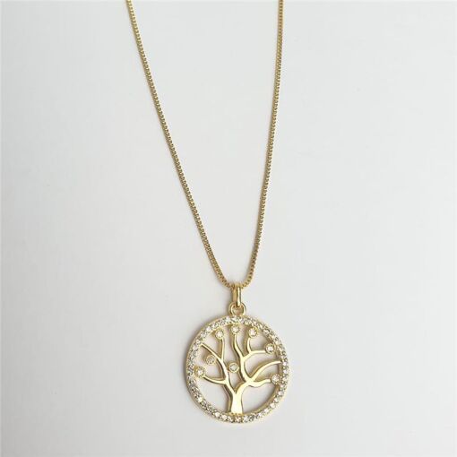 COLAR PG MEDALHA CRAVEJADO REDOR ÁRVORE VIDA 2,6CM | 45CM | BANH