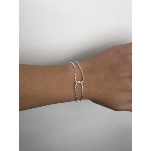 PULSEIRA DUPLA ENTRELAÇADA ELOS EM TUBINHOS LISO | BANHO DE PRAT