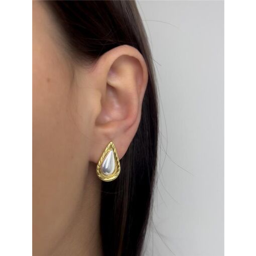 BRINCO GOTA ENCAIXE TARRAXA | BANHADO EM OURO 18K / BANHO DE PRA