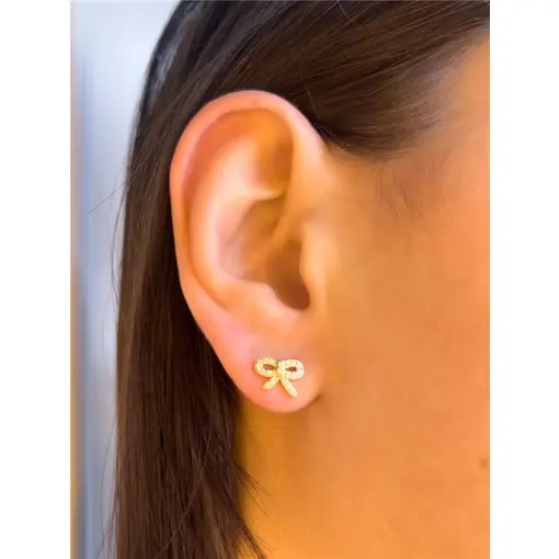 BRINCO LAÇO CRAVEJADO | BANHADO EM OURO 18K