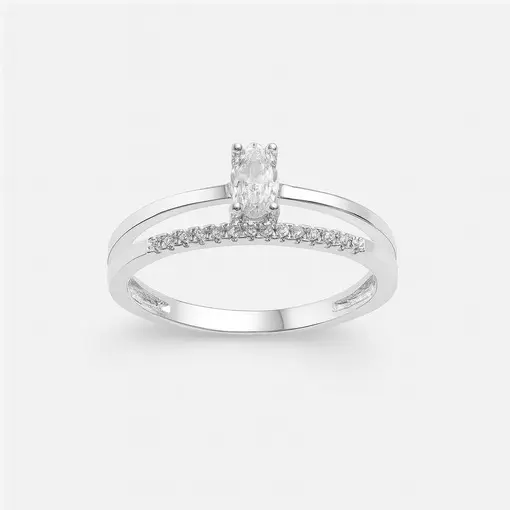 ANEL ARO LISO FRENTE ARO DUPLO LISO/CRAVEJADO CENTRO CRISTAL OVA