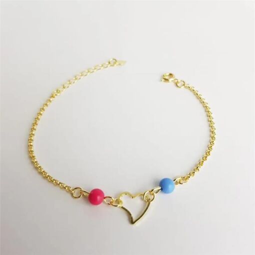 PULSEIRA  PORT CORACAO VAZADO ESFERAS COLOR|15+3CM|BANHADO EM OU