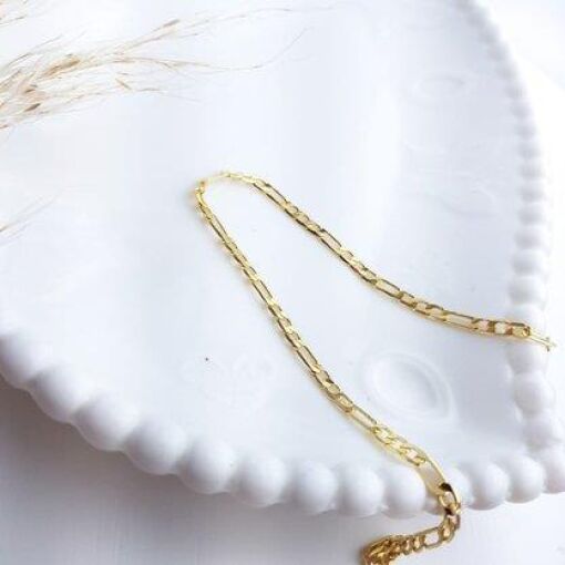TORNOZELEIRA ELO FIGARO|22+5CM|BANHADO EM OURO 18K