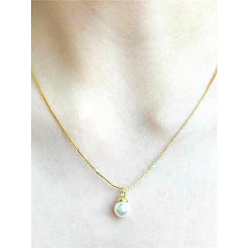 COLAR VENEZIANA PG PÉROLA LISA |  40+5CM | BANHADO EM OURO 18K