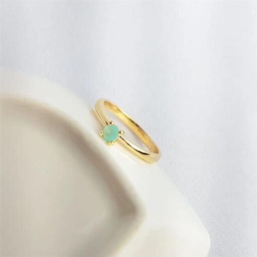 ANEL SOLITARIO VERDE AGUA LEITOSO