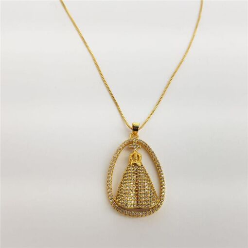 COLAR VENEZ  PG NOSSA SENHORA CRAV|45CM| BANHADO EM OURO 18K