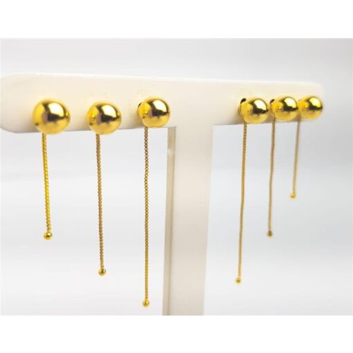 TRIO 4X3X2CM ESFERAS LISAS PG PENDENTE VENEZIANA | BANHADO A OUR