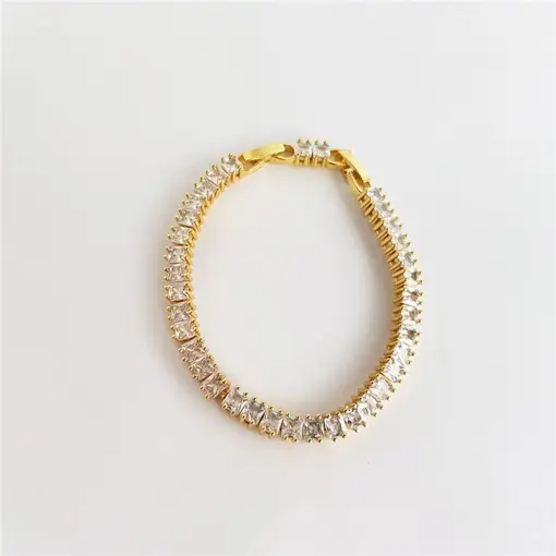 PULSEIRA RIVIRIEIRA CRISTAL QUADRADO 4 GARRINHAS 5MM | BANHADO E